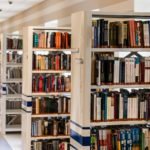 library, books, bookcases